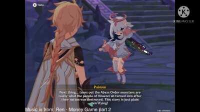 paimon explains to traveler how to sell sea shells