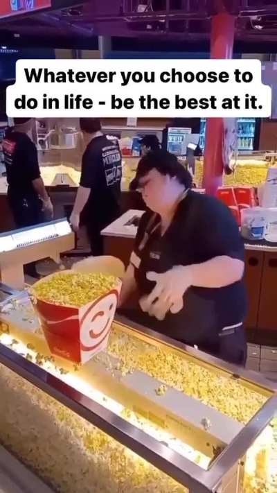 It might just be popcorn, but this guy is crushing it