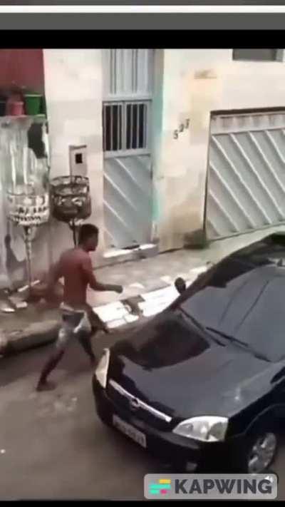 Damaged a car with purpose so you get K.O