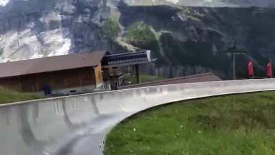 i went on the alpine coaster in oeschinensee, switzerland.