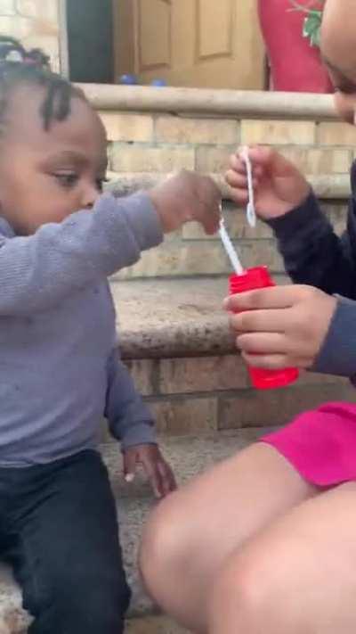 My princess having a hard time with her bubbles