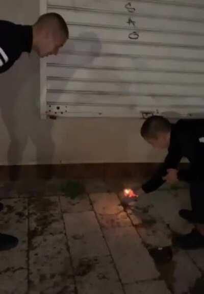 Perfectly imitating the sound of a firework.