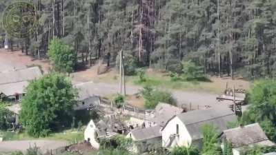 Russian 90th tank division attacking Sviatohirsk with 8 tanks, 16 BMP-2, 1 BTR-80 and 2 MT-LB in early June get destroyed by artillery