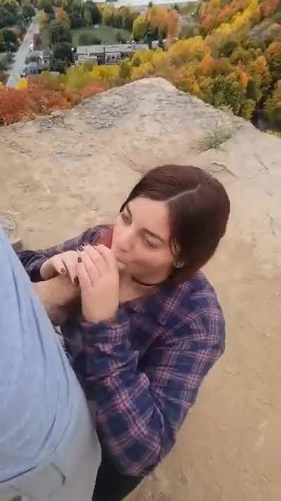 He used his doll and her throat to celebrate getting to that lookout