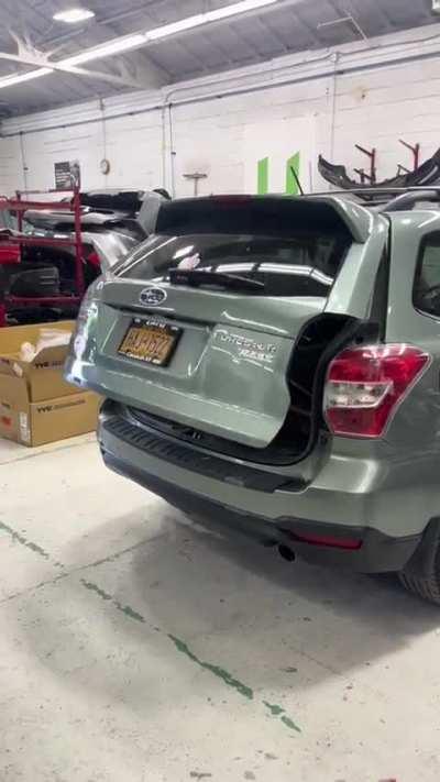 What causes this Subaru's power tailgate to act like a snapping turtle or a guillotine? How dangerous is it?