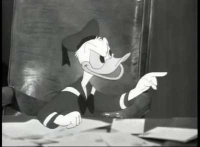 Donald Duck picks a fight with Clarence Nash (his own voice actor) in a 1956 episode of 