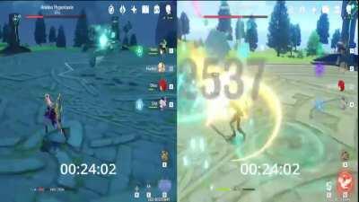 C0 Dilluc Vs C6 Fischl Damage Comparison