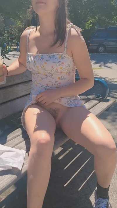 Nothing like ice coffee and no panties on a hot day [GIF]