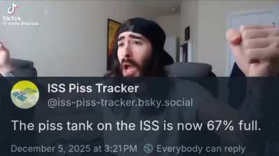 The Piss Tank on the ISS is now 67% full