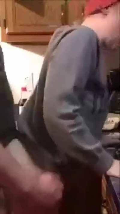 Surprising Mom in the kitchen when I come back home