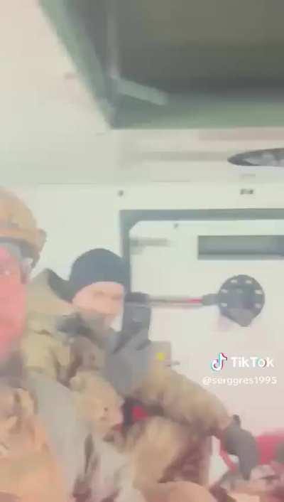 Ukrainian troops listening to Baby Shark while Riding in the back of their Roshel Senator APC. January 2024