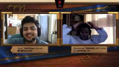 The Arabic caster for the Hearthstone Master Tour disconnects in an intense moment.