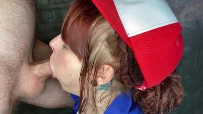 Sloppy Deepthroating in the middle of a Pokemon Battle (olivia jarden)