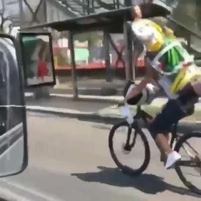 wonder what he had to tell the biker that was so important