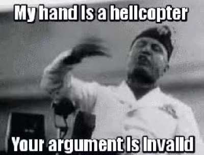 Dear liberals, you claim fascism was bad, yet my hand is a helicopter. Curious.
