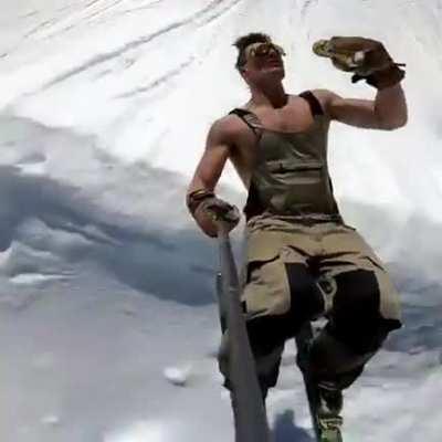 Taking a sip during a flip