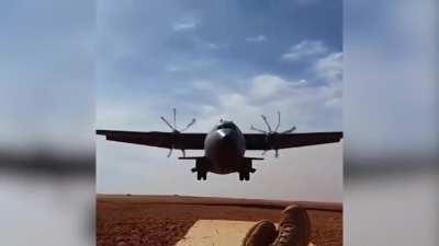 Soldier Plays Chicken With Landing C-160 In Mali