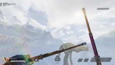 To do so, you just have to fly with valk, change your character in the air and keep pressing the bar space. then drop onto the octane platform and wait until you reach the limit. idk if it can be done in a match and I think not.