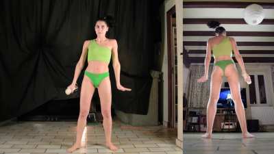 A simple but sexy outfit to dance on Call me, a sports bra, sports shorts and panties under to give you a tasty side lips view when I take my shorts off 🥰

I like to strip when I dance, and the premium version also has it's strip part when I remove the pa