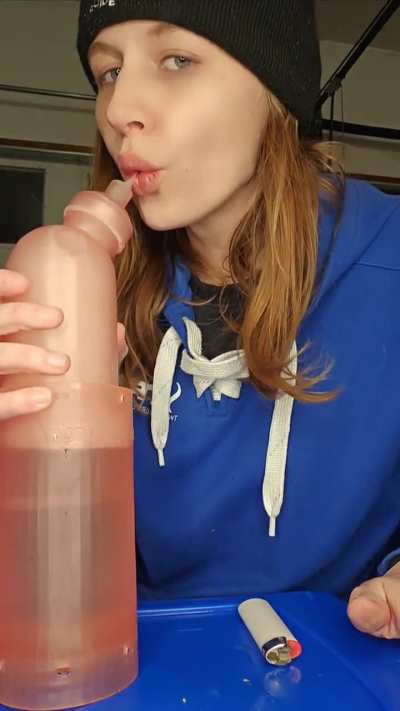 Homemade gravity bong rips