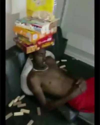 He lit but still sleepin