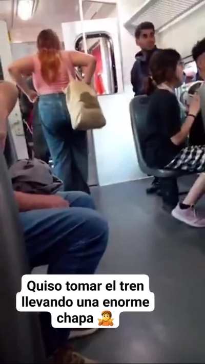 Momento de tensión cuando un sujeto intentó subir con una chapa al tren