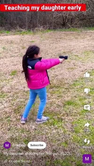 No hearing/eye protection and flags dad at the end