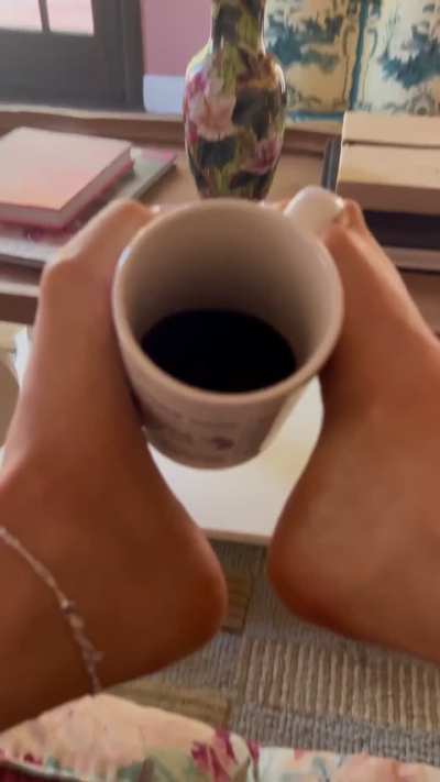 no better way to start the day than with my soles wrapped around my favorite mug ☕😈