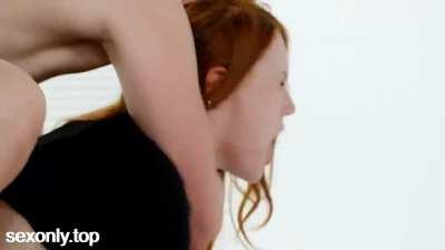 Redhead Enjoys In Bed