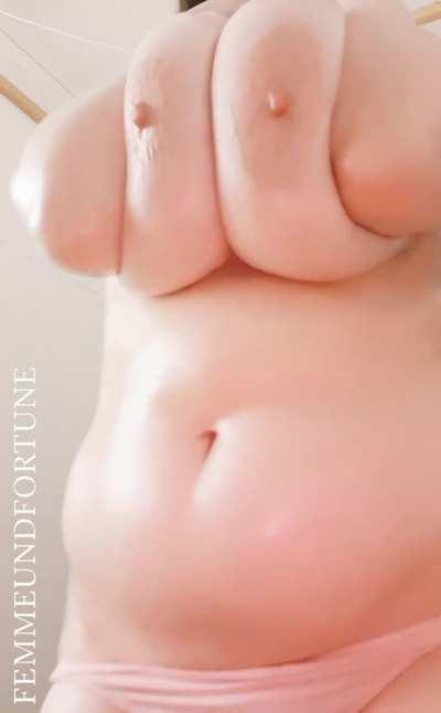 Oiled up and ready for a titty fuck. Any volunteers?