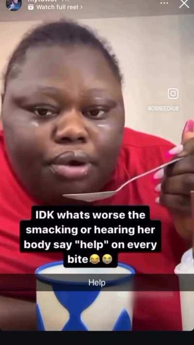 Is she or the cereal saying help 