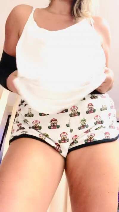 Gravity test on the grey bralette with my natural 36H tits...😝[OC]