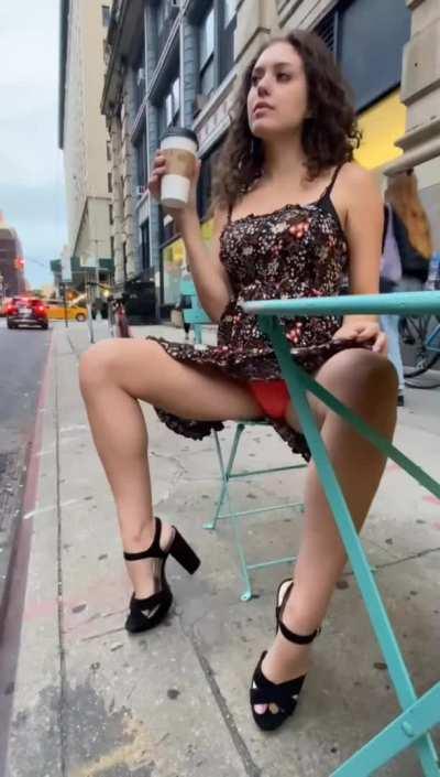 Stretching my pussy in public makes me so wet