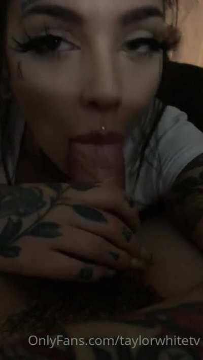 Drunk Taylor with a cock in her mouth
