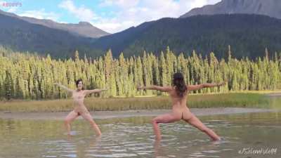 Warrior Yoga Poses in the Canadian Wilderness
