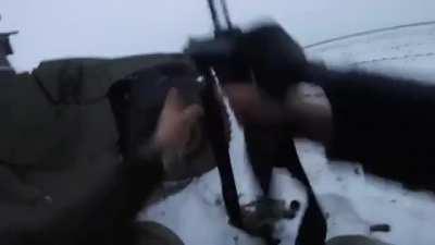 First person footage of Ukrainian soldier in firefight using GL-06 40mm Grenade Launcher.