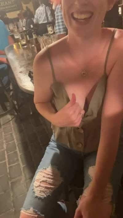 A couple of Guinness and my tits come out