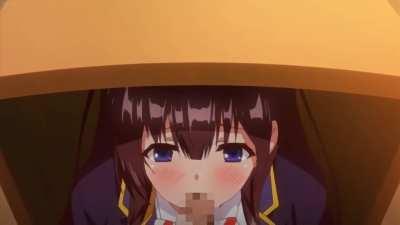 Role-playing a secret blowjob