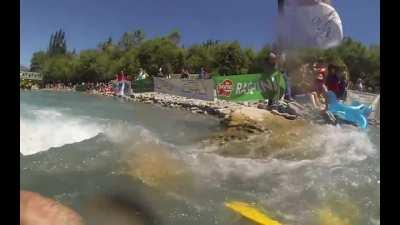 The Carton Rapid Race began in 1991. The quickest cardboard raft is the overall winner. Prizes are awarded for most artistic raft, most technical raft, nicest raft, fastest women's raft, impossible raft, raft last but arrived, and spectators' most voted r