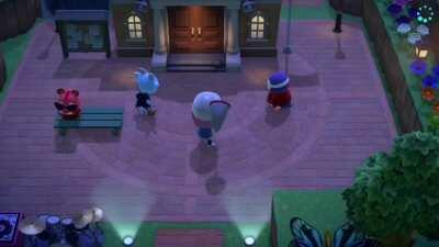 4 Villagers saw a scorpion in the plaza and Apple just sat there with sunglasses too small for her eyes, completely oblivious 😂