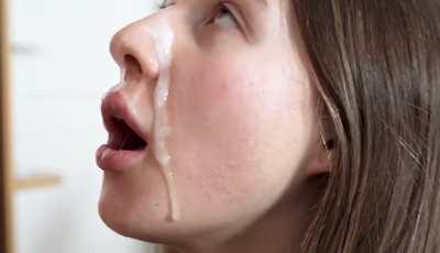 Pretty with cum on her face