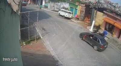 A motorcyclist hit a car. His leg was cut clean. Apparently this happened in Brazil. I'll try to post the pictures on the comments.