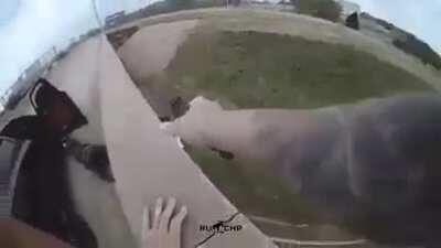 He got on the ground real quick