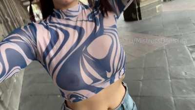 Accepted the challenge to go dowton in this sheer top [F]