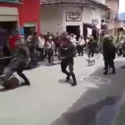 Threatening police with a fucking machete