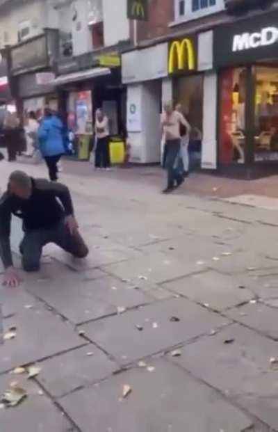 Trying to beat up an old man