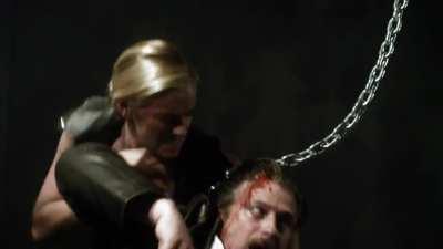 Kristanna Loken Knees a Man in the Balls and Alexis Raich Castrates Him Off-Screen in Mercenaries (2014)