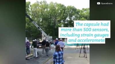 Drop Testing NASA's Orion Capsule. This test vehicle is 14,000lb, equivalent to 3-4 F150s. Makes you really appreciate the strength of those wires