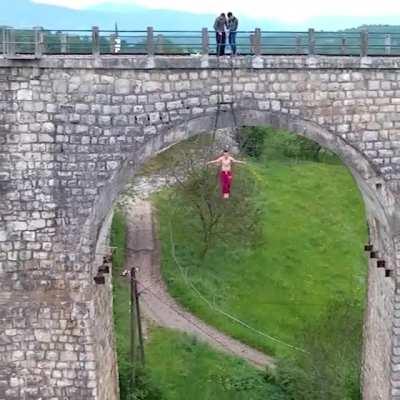 HMRB while I do an Iron Cross off a bridge