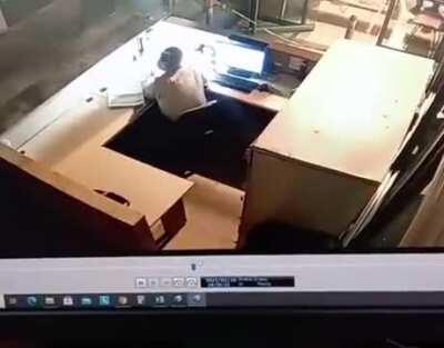 You're at the police station. Why are you running?